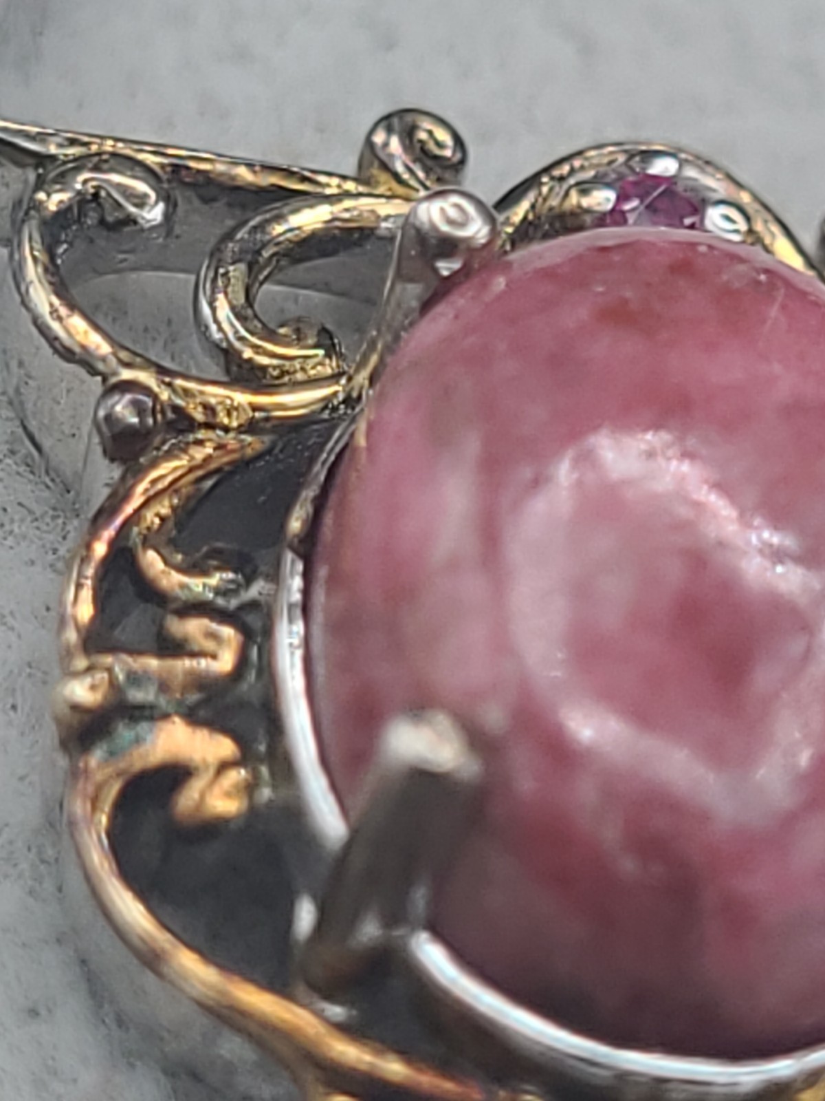 STS Pink Rhodochrosite & Unknown Gemstone Necklace 18 Sterling Silver 925