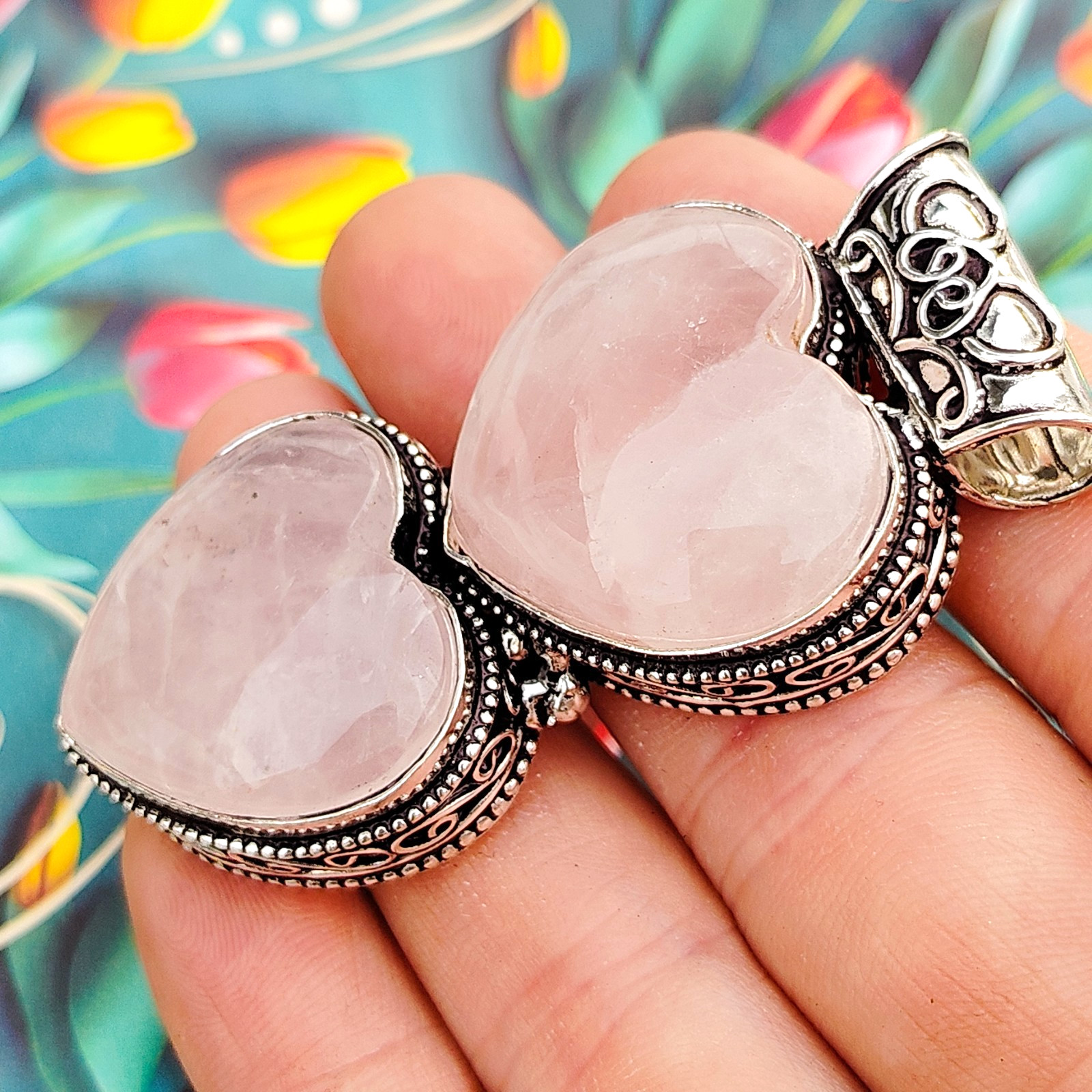 Rose Quartz Gemstone Sterling Silver Pendant 925 Sterling Silver Jewelry Pendant