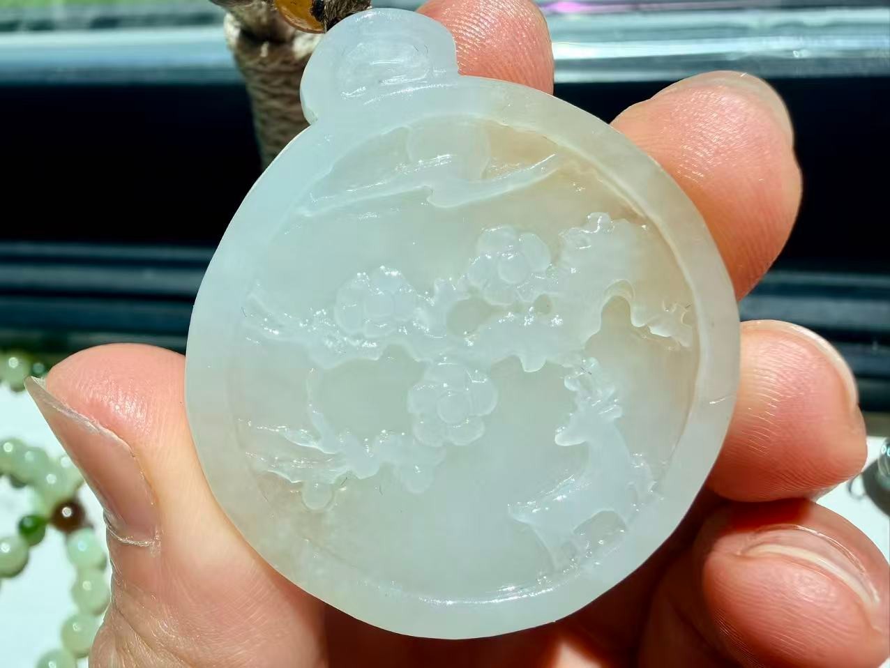 Nephrite hetian jade pendant white mutton fat plum bossom oily translucent sugar
