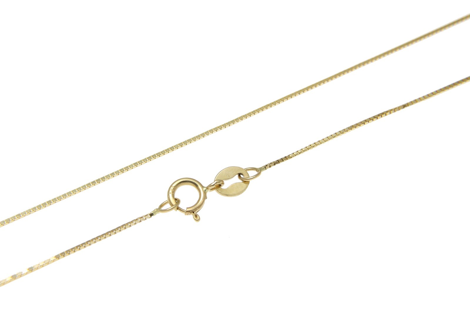 SOLID 14K YELLOW GOLD ITALIAN 0.6MM BOX CHAIN NECKLACE 20″