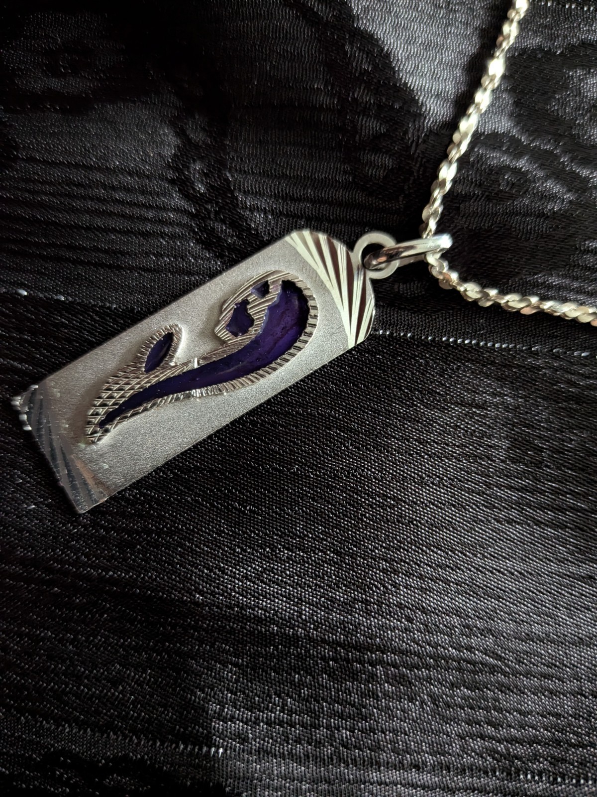 Sterling Silver 925 Virgin Mary Blue Enamel Pendant with 11 Inch Chain S 925