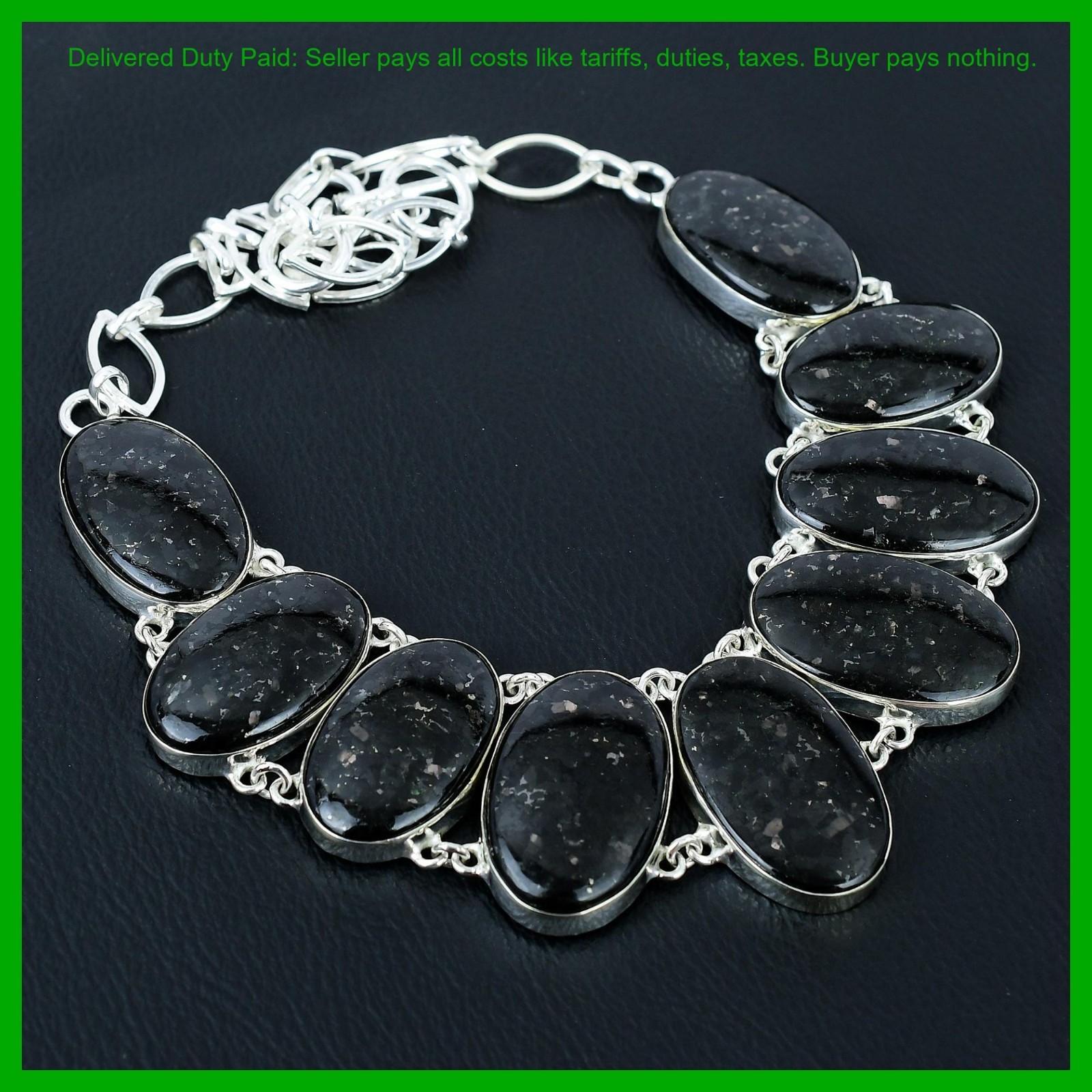 Nuummite Stone 925 Sterling Silver Anniversary Gift Artisan Chain Boho Necklace
