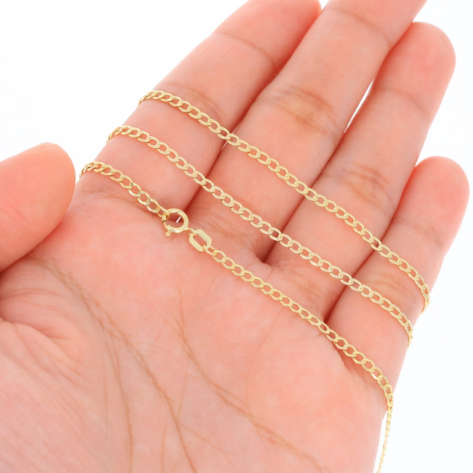 14K Yellow Gold 2mm-7.5mm Cuban Link Curb Chain Necklace Mens Womens, 16″- 30″
