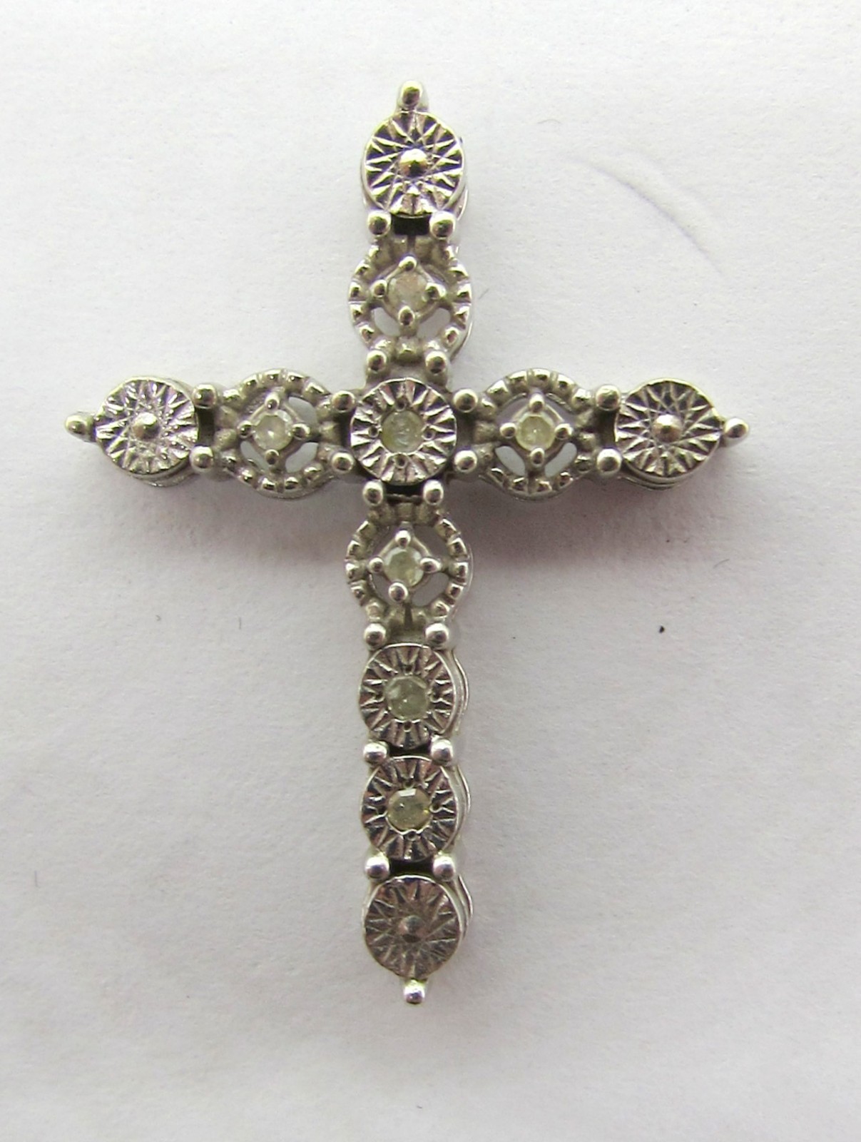 925 STERLING SILVER GENUINE DIAMOND ACCENT SLIDE PENDANT CHARM 23X17MM ~ 1.0G