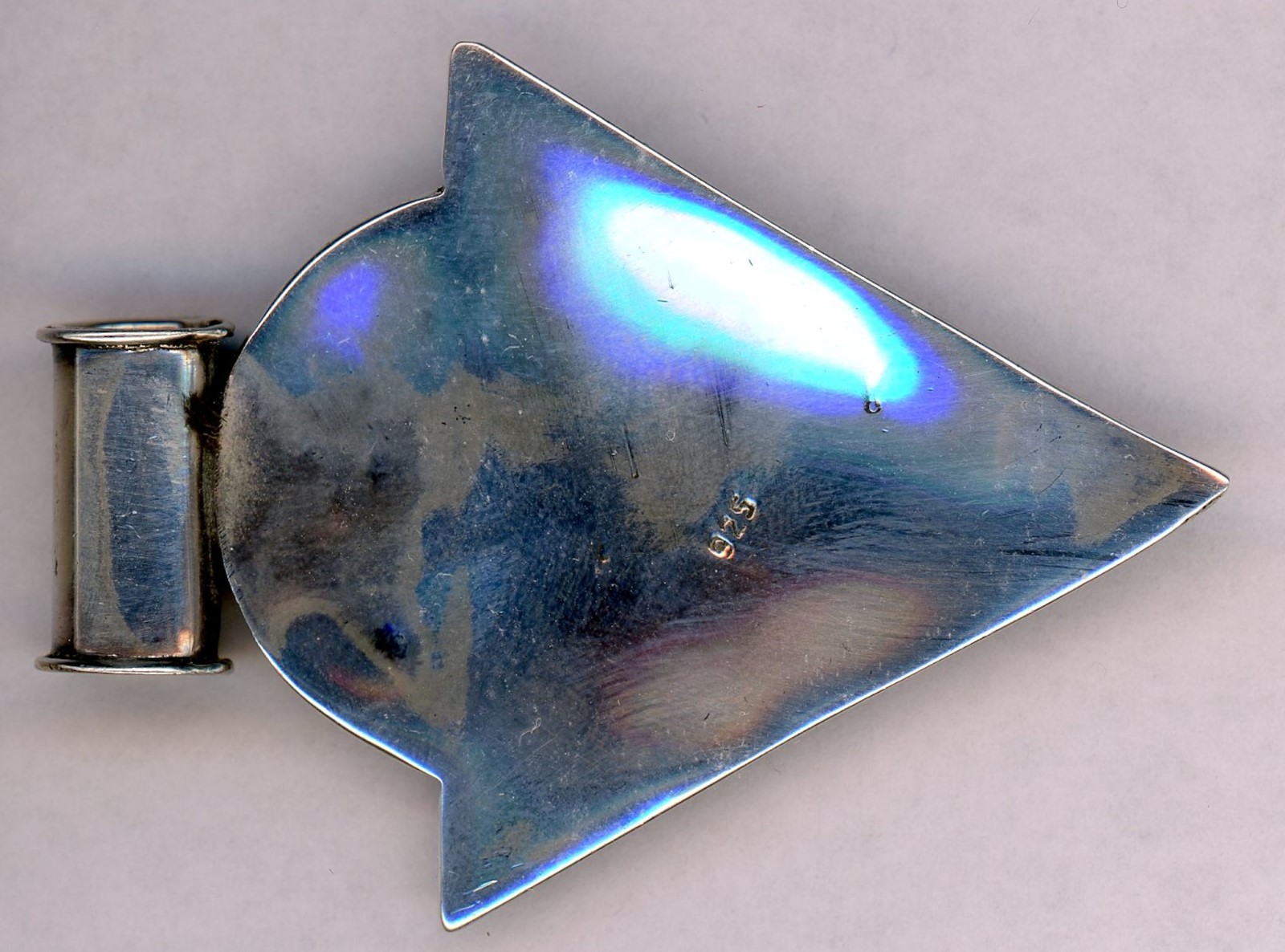 Silver Tag Pendant, Stamp silver in triangular pattern