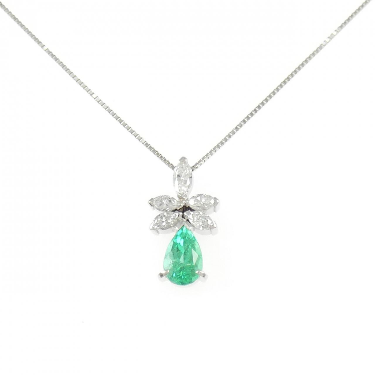 Authentic PT900/PT850 Emerald Necklace 0.85CT #270-004-365-6421