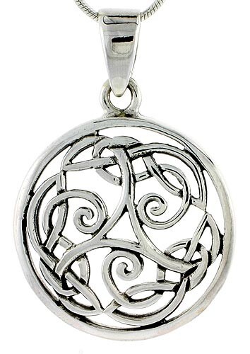 925 Sterling Silver Large Round Celtic Spiral Knot Pendant 1 1/16 (27mm) Inch