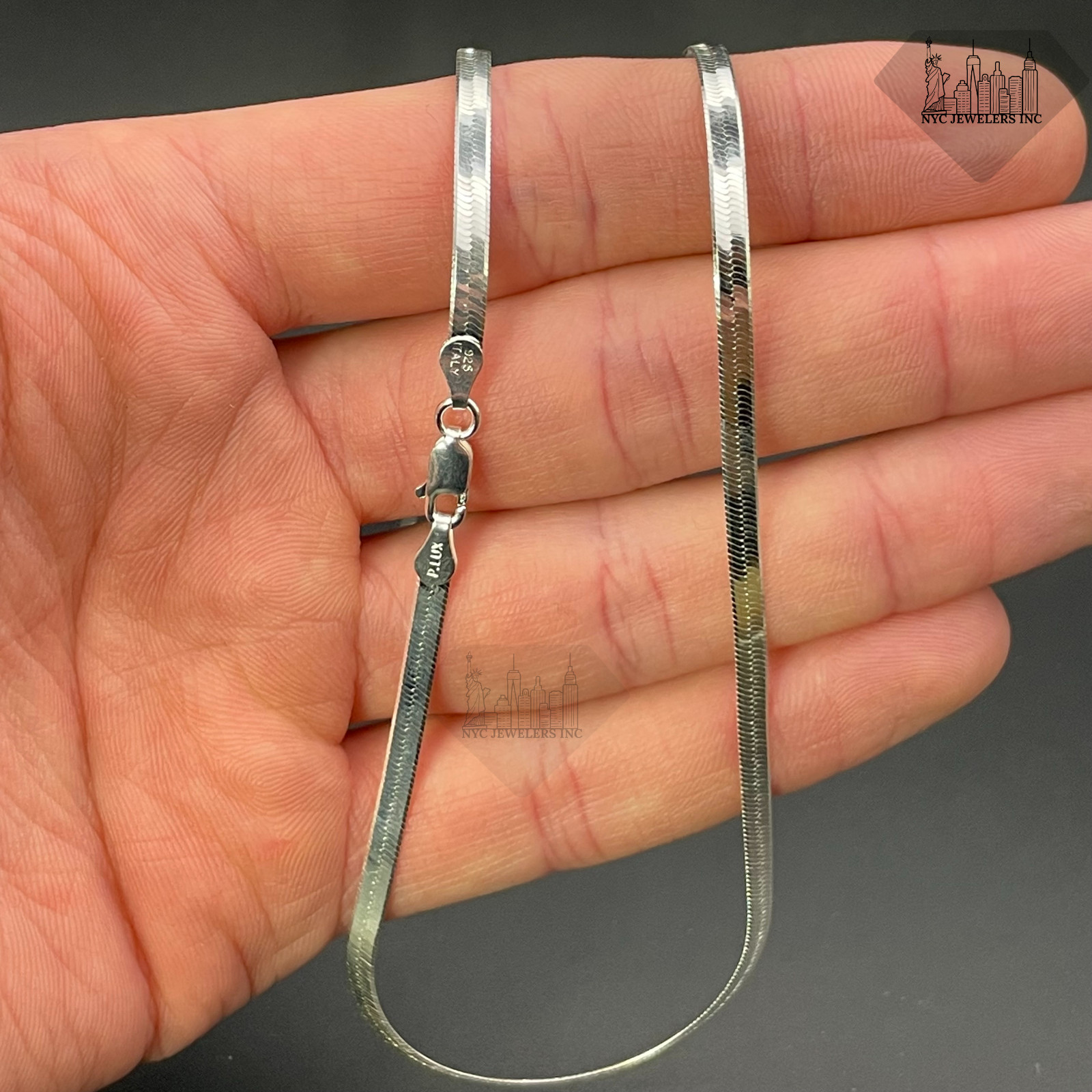 Italian Solid Sterling Silver Flat Snake Link Chain Necklace 925 Silver Chain 3M