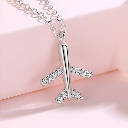 1/7 CT Round Cut I2 Natural Diamond Airplane Necklace 10K White Gold 18″ Chain