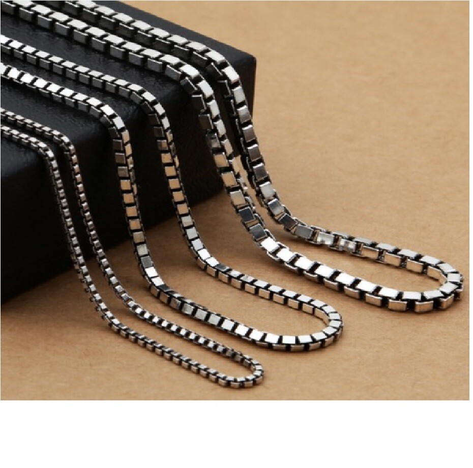 925 Sterling Silver Classic Tarnish-Resistant 16″-32″ 1.2/2mm Box Chain Necklace