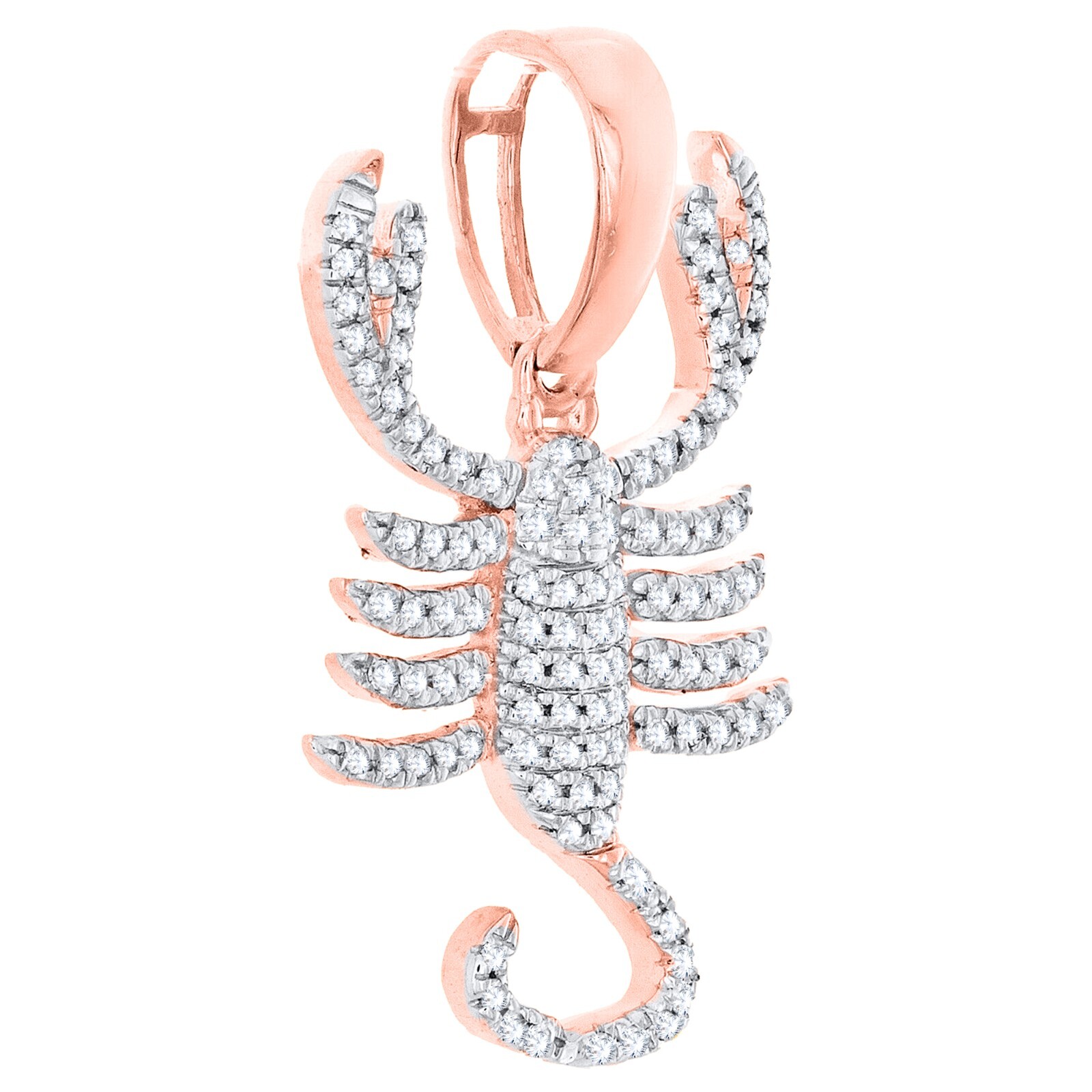 0.30 Ct Certified Diamond Horoscope Scorpio Sign Pendant Chain 10K Rose Gold