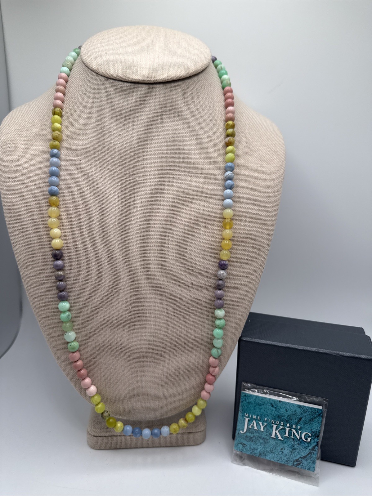 Jay King Natural Pastel Opals Around The World Sterling Silver Beaded Necklace