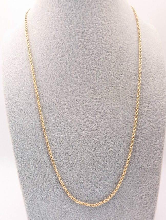 Solid 14K Diamond Cut Rope chain 2mm, Signed RCI, 6g, 20″, Barrel Clasp