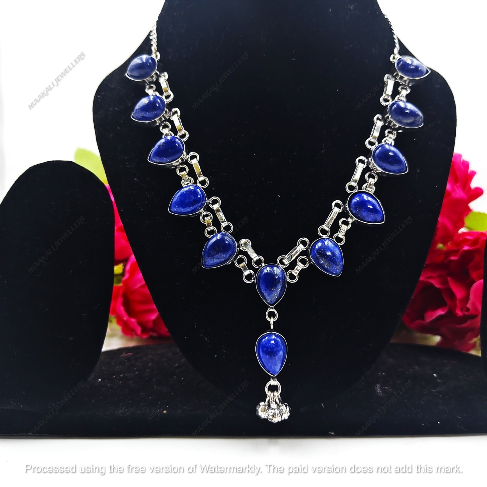 Lapis Lazuli Gemstone Handmade 925 Sterling Silver Jewelry Necklace Sz17-18″