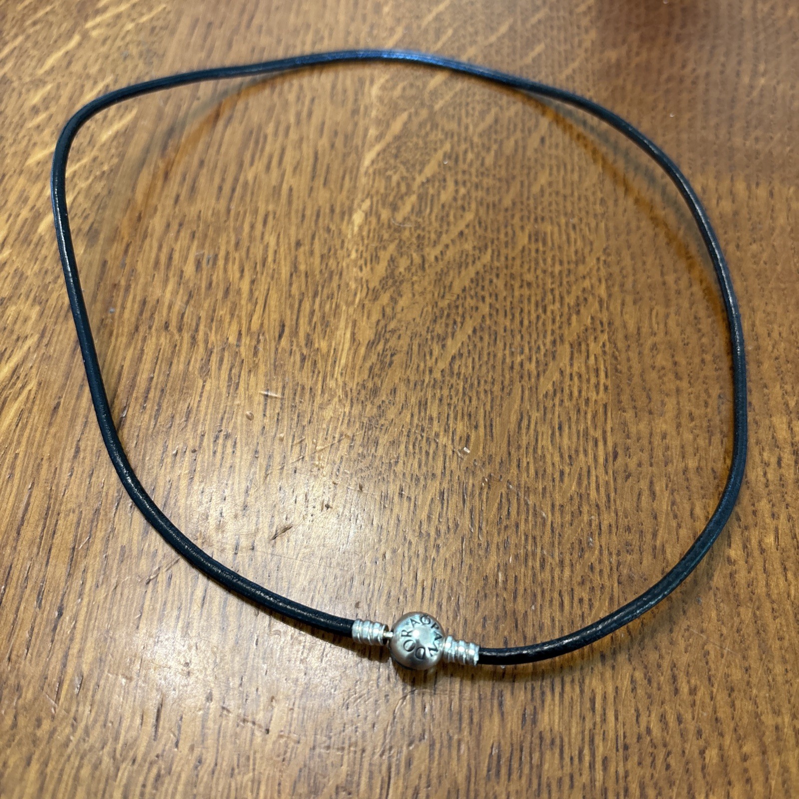 Pandora Authentic Necklace Snake Sterling Silver Leather ALE 925 Pan 20”