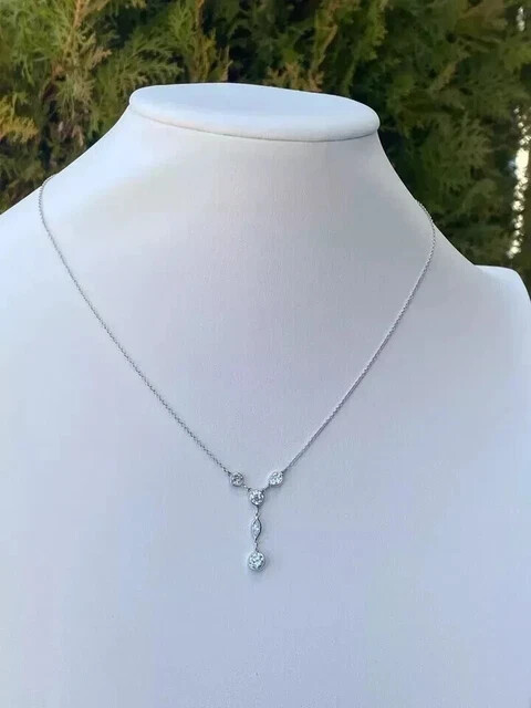 1.22 Ct Lab-Created Diamond Women Drop Necklace 14K White Gold Plated Gifted 18″