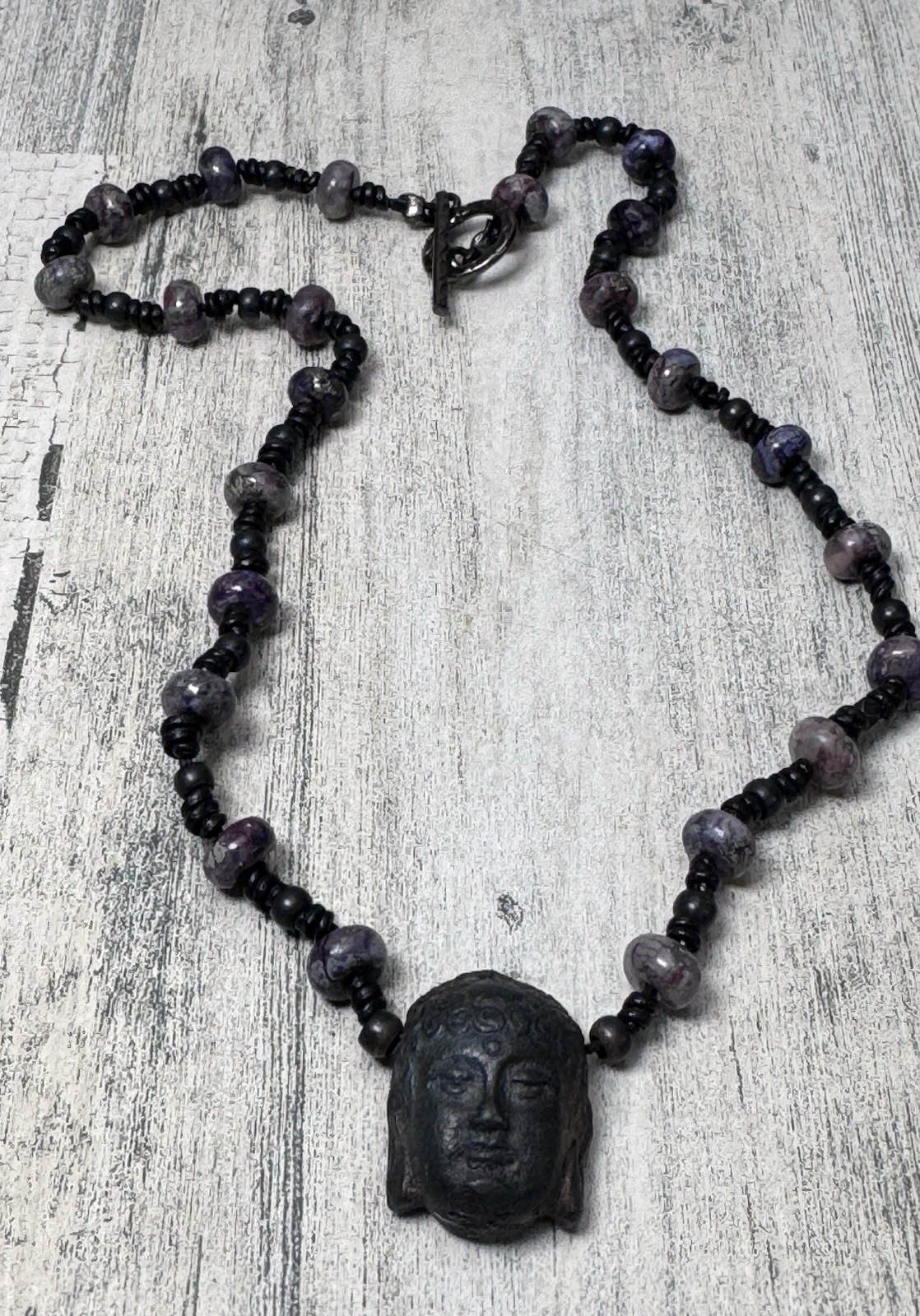 Artist Create Buddha Necklace Amethyst Beads Pendant Spiritual Jewelry Buddhist