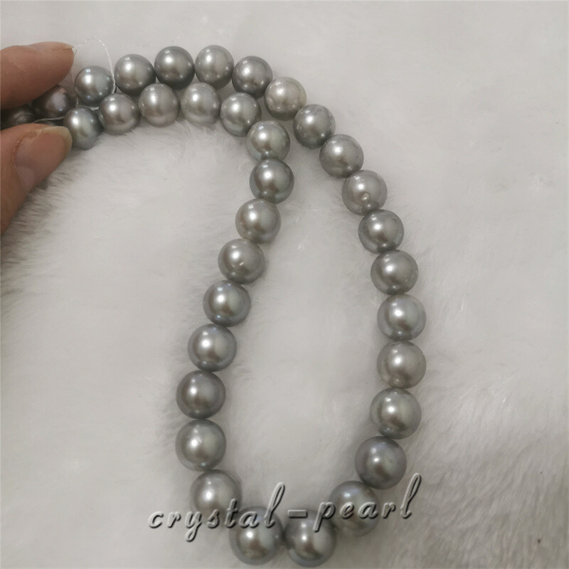 25″ 30″ GORGEOUS 9-10MM AAA+ NATURAL Gray Tahitian round PEARL NECKLACE 14K GOLD