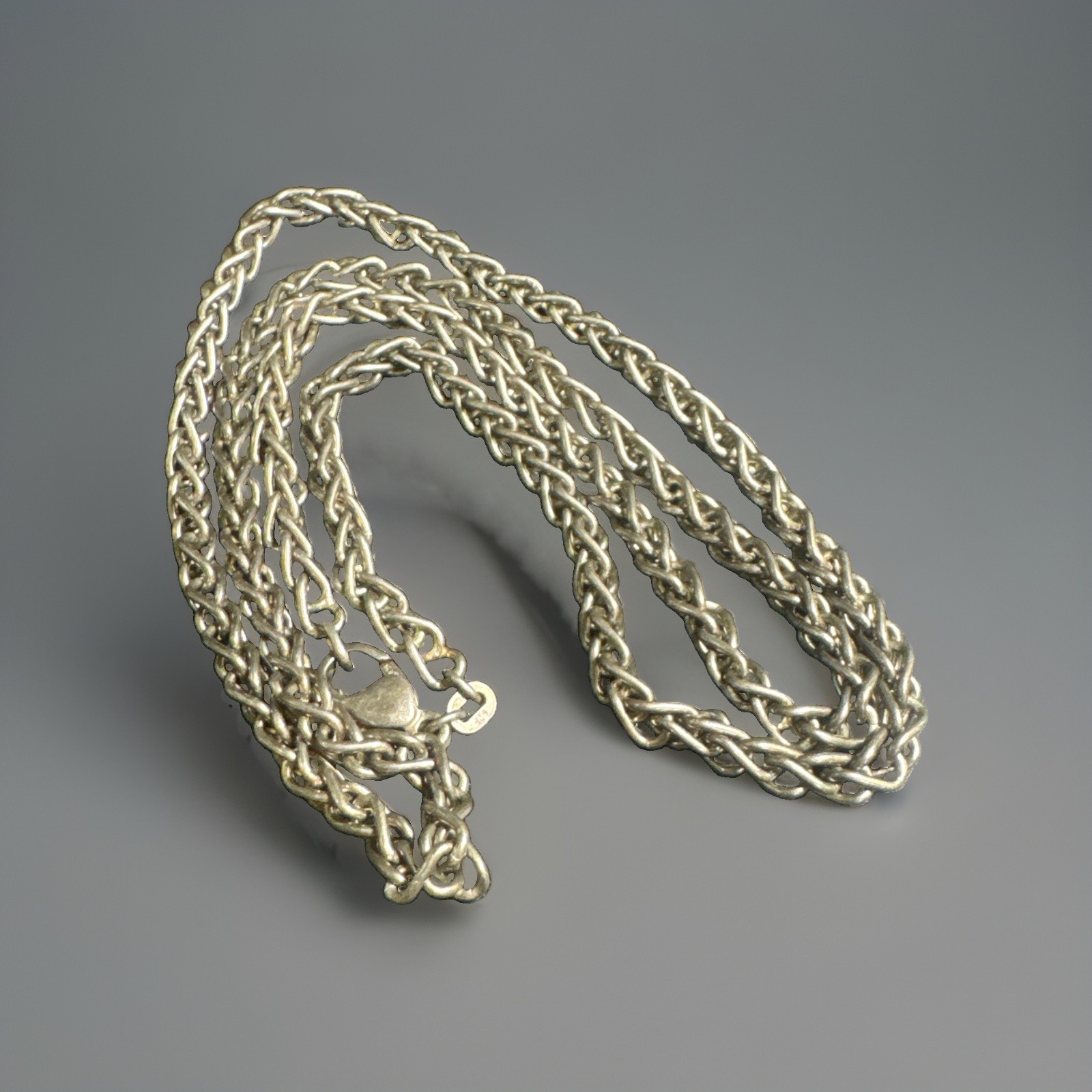 Linked Wheat Link VTG Sterling Silver 24 Inch Chain Necklace 32 Gram