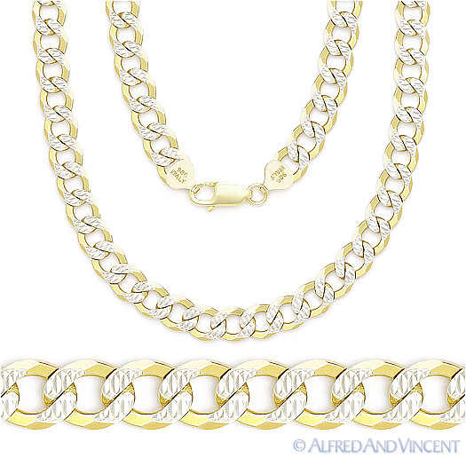 5mm Cuban Pave Link Sterling Silver 14k Yellow Gold-Plated Men’s Chain Necklace
