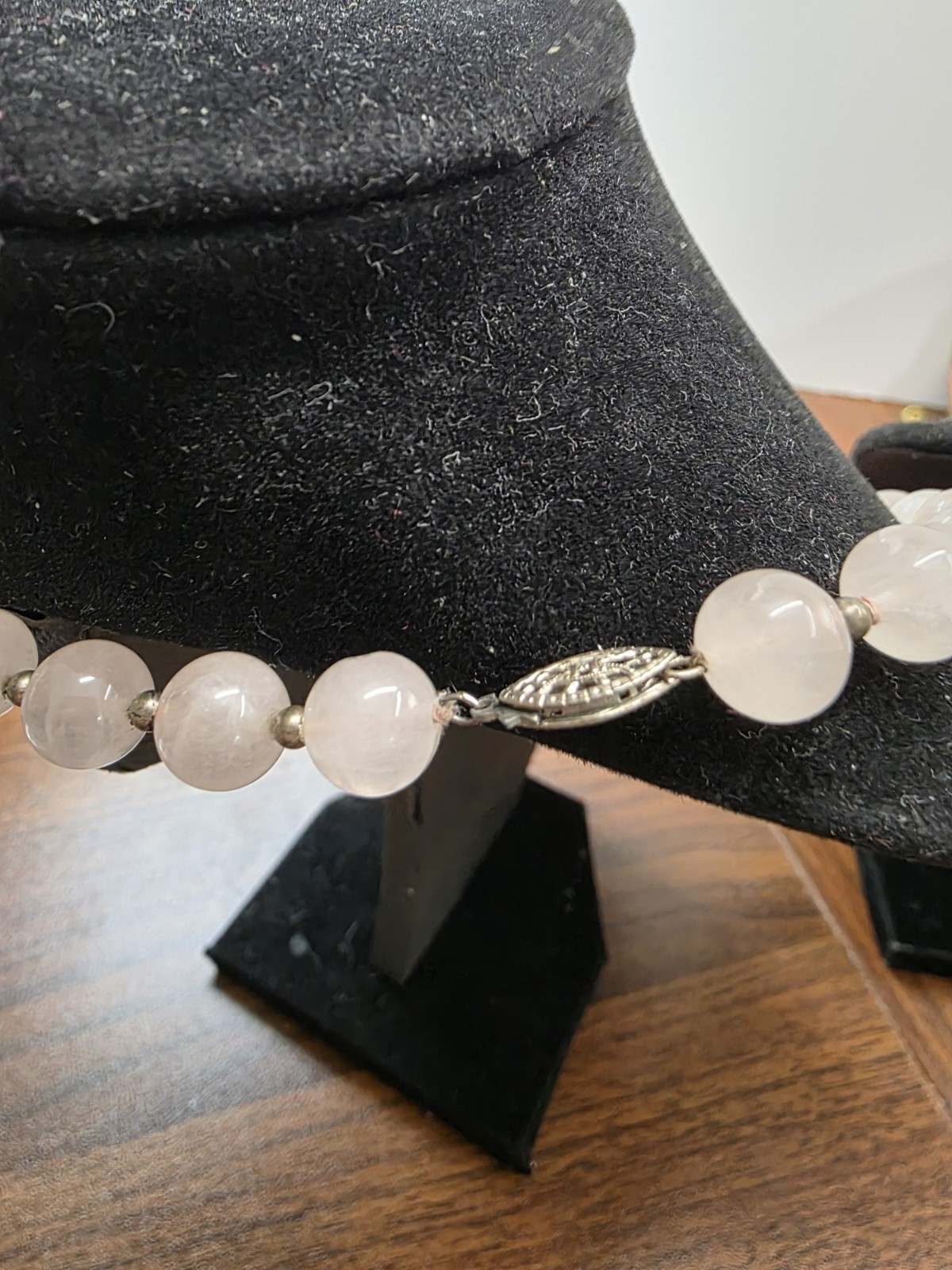 Rose Quartz 2 piece Necklace Lot 925 1 W Pearl & Silver Beads 260715-3