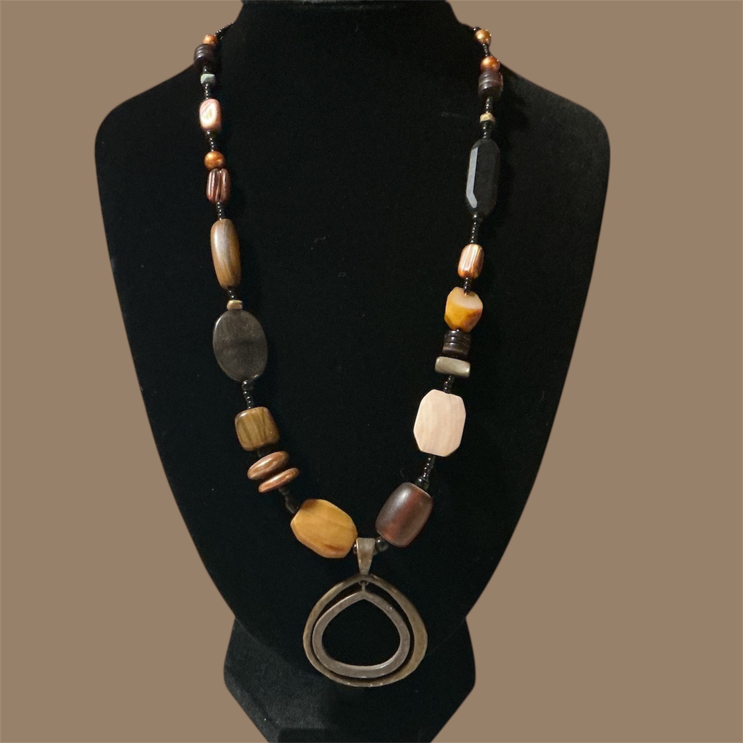 Silpada N1787 Retired Sterling Silver Brass Shell Horn Pearl Teardrop Necklace
