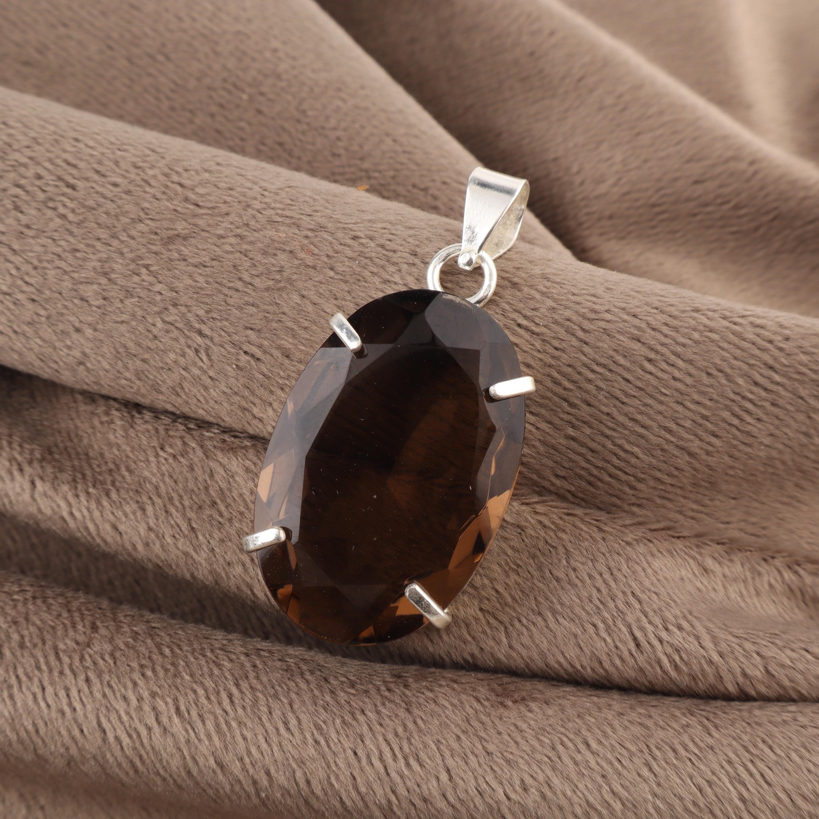 Natural Smoky Topaz 925 Sterling Silver Party Wear Fine Delicate Pendant Jewelry