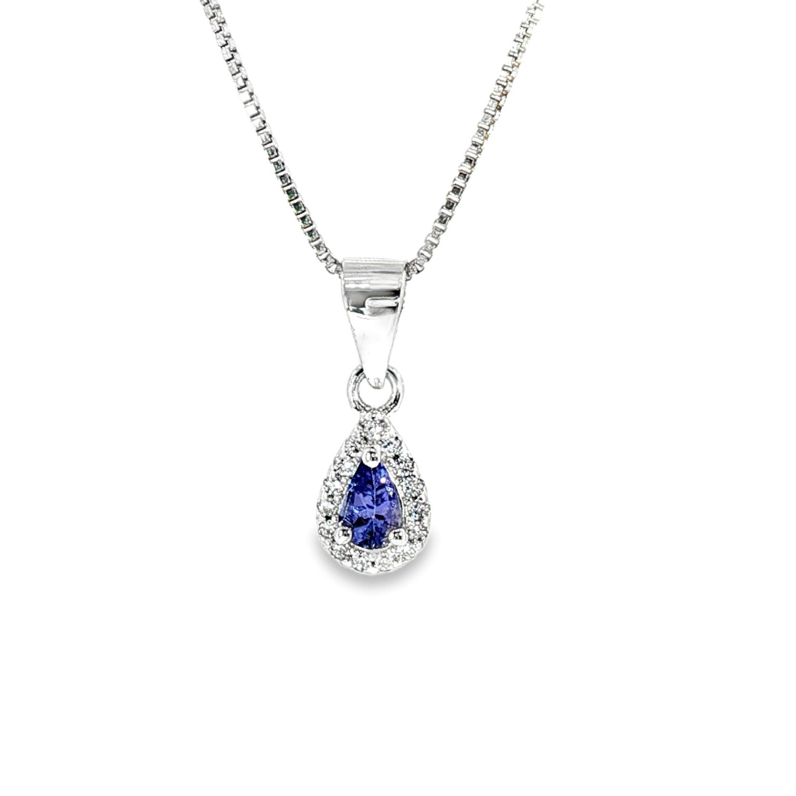 925 Sterling Silver Pendant Pears Tanzanite 5x3MM Gemstone jewelry.