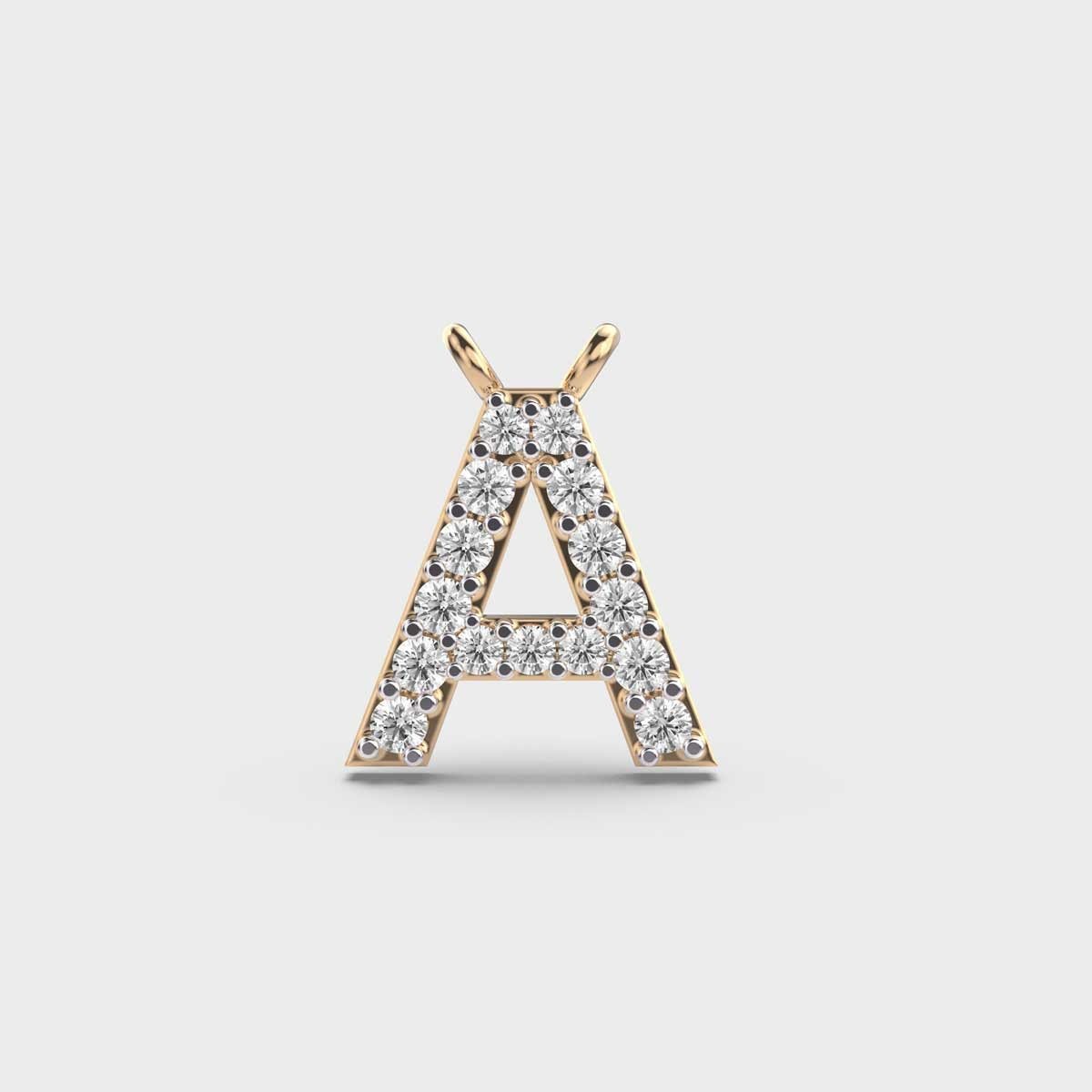 2.00 Ct Adorable Initial ‘A’ Diamond Pendant (Without Chain) 14k gold plated