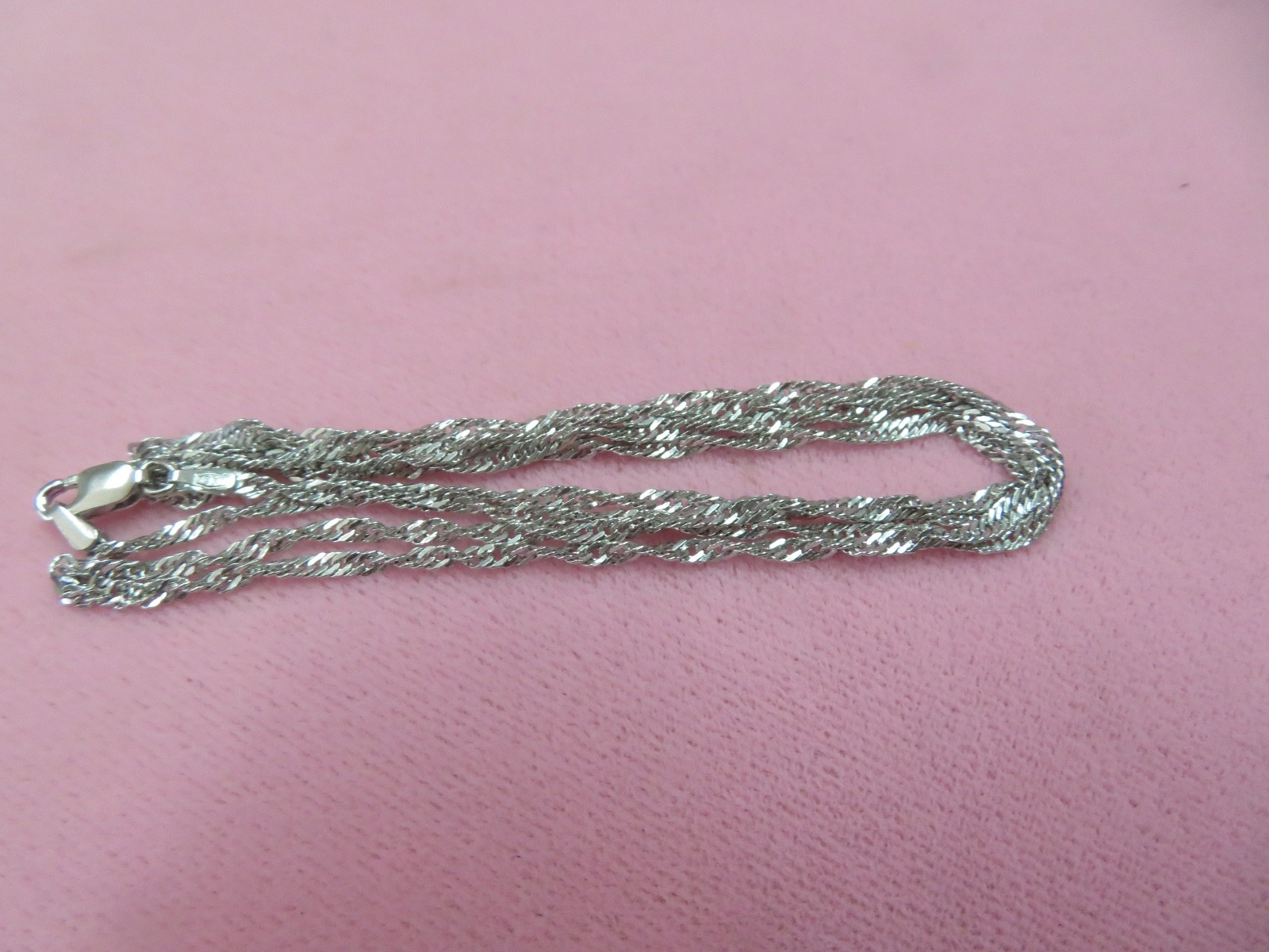 Italy Milor 24″ 18k Pure W Gold Singapore Chain Necklace w/Lobster Clasp 2.37 G