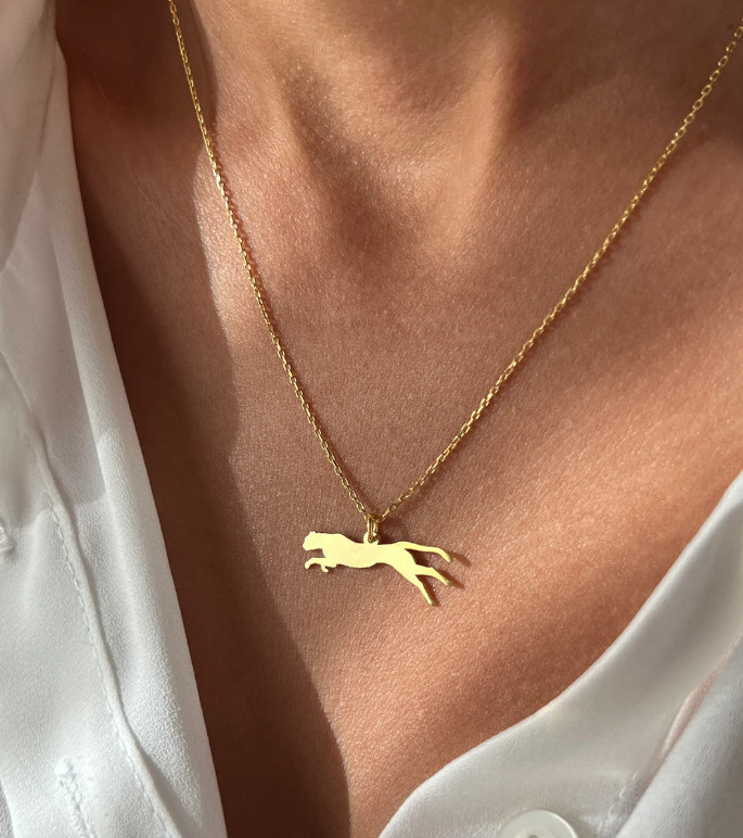 Solid 925 Sterling Silver Leopard Pendant Necklace Gold Filled Birthday Gift