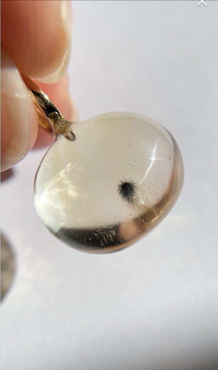 Very Rare Phantom Citrine with Hollandite Inclusions Dainty Pendant