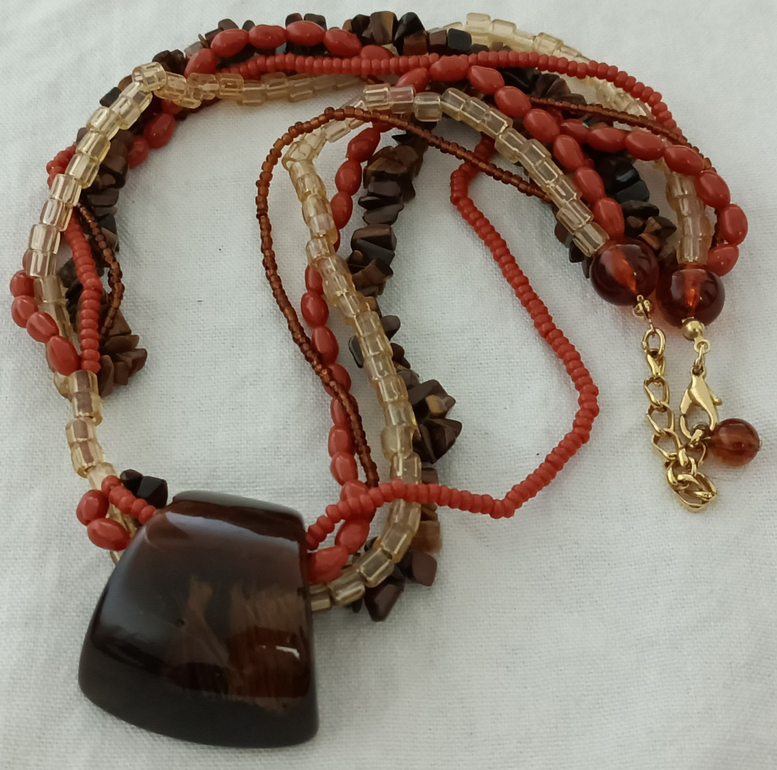 Vintage Mixed Bead Pendant Necklace