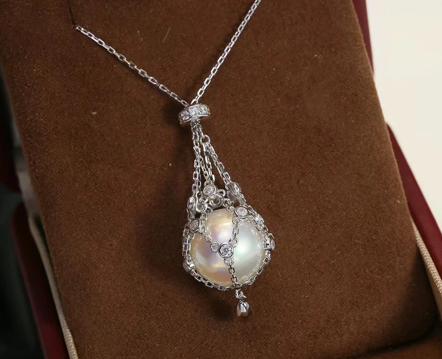 classic 11-12mm south sea round white pearl pendant 925s
