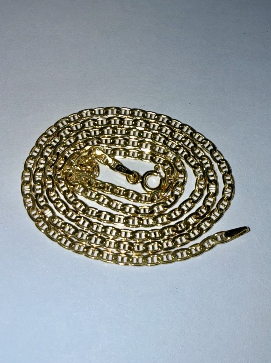 ESTATE Solid 10K Gold 2.2mm Mariner Anchor Chain Necklace 20”