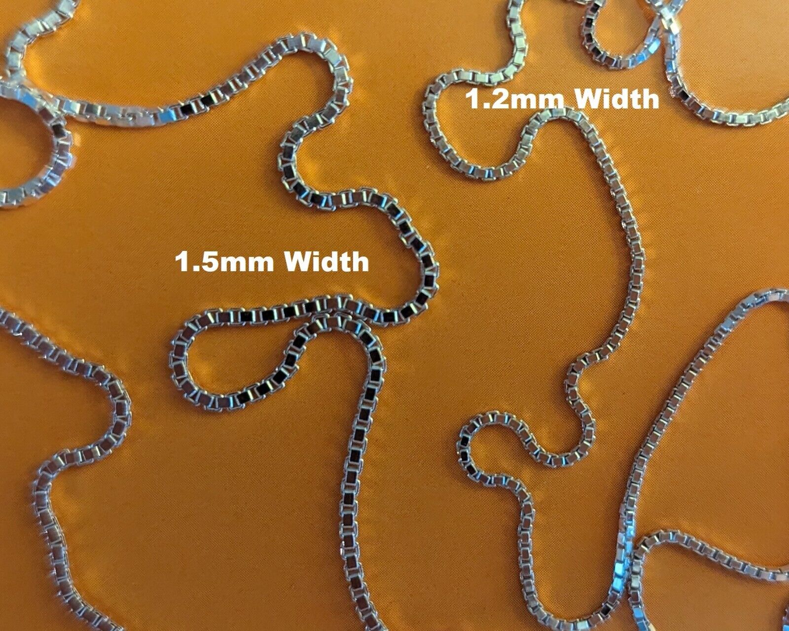 Box Chain Necklace or Anklet – Sterling Silver – 9″ to 30″ – Made In Italy [GM]