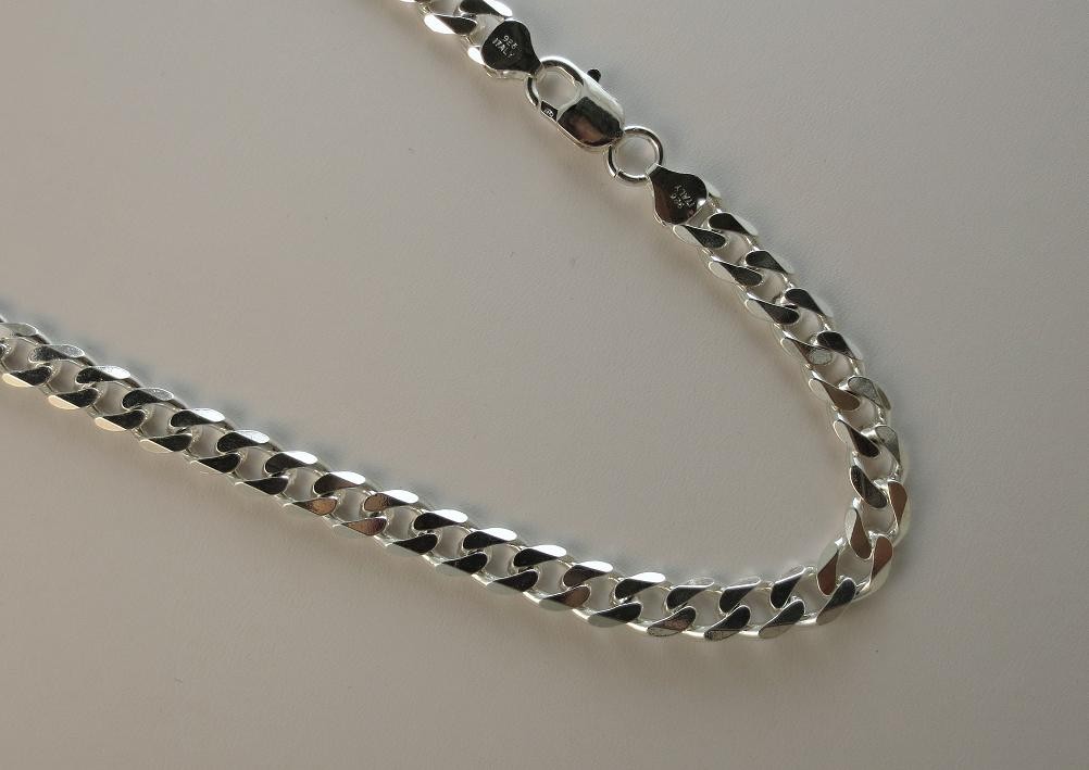 6.5mm Curb Chain. 8,9,18,20,22,24,28,30inch 925 Sterling Silver Italian 180gauge