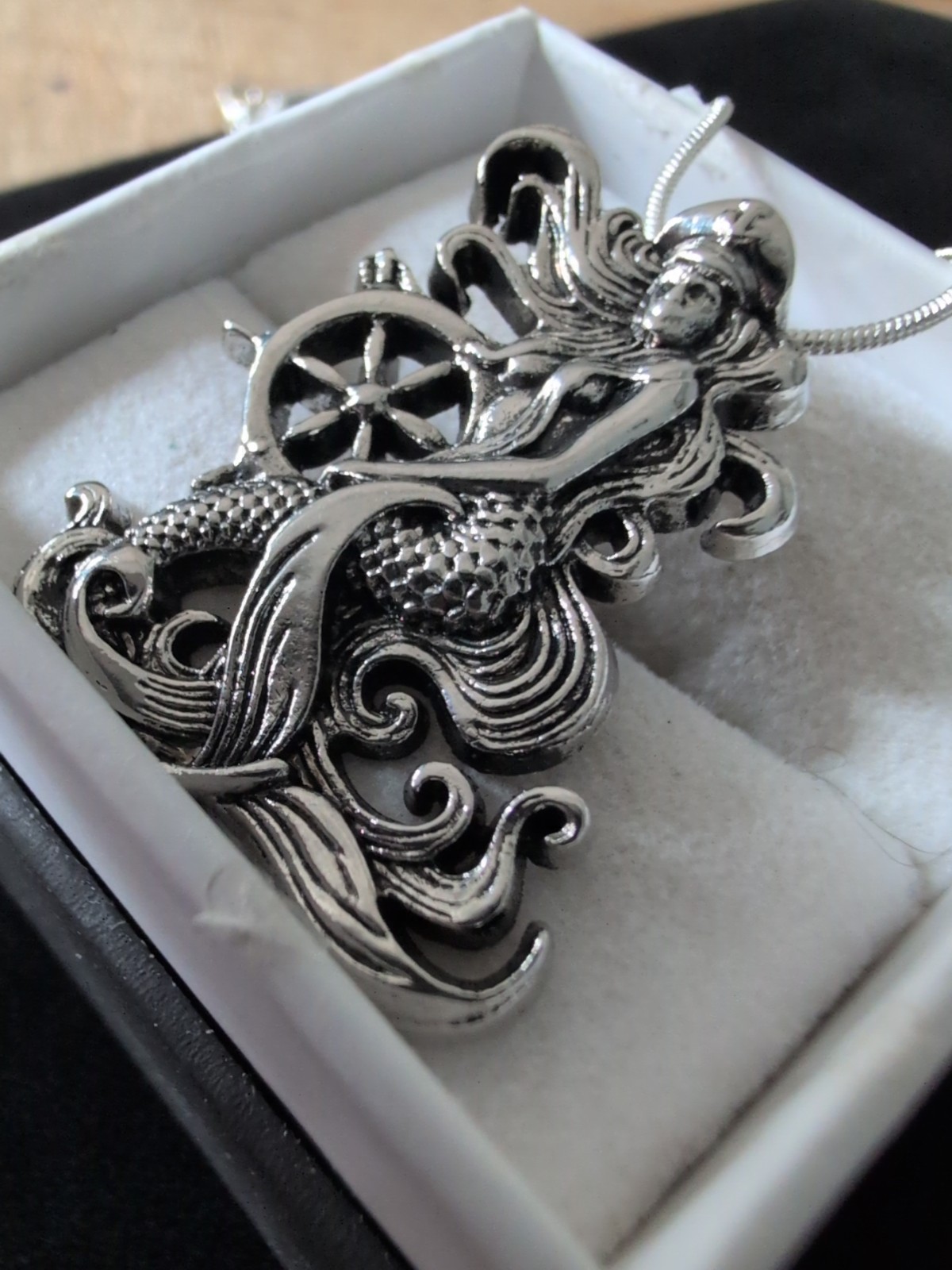 Sterling 925 Necklaces Pendant Custom Goddess Sailing Mermaid Cruiser Ship Beach