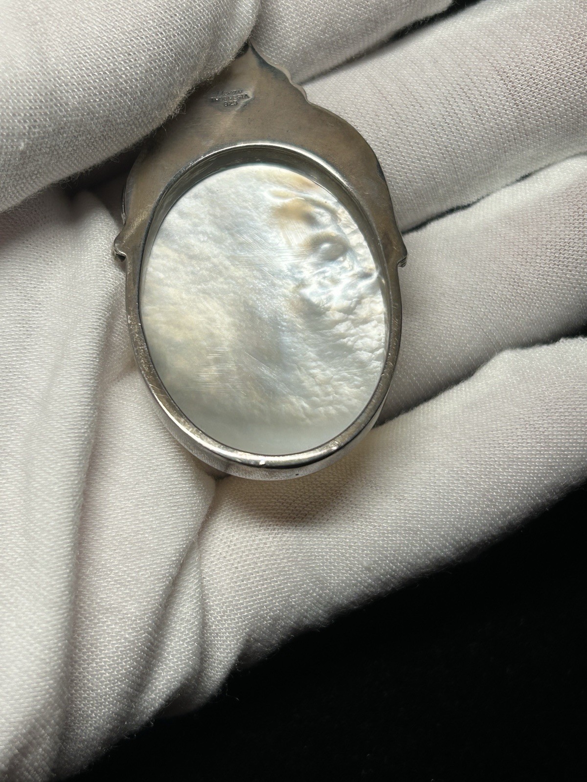 Sterling Silver Real Mother-of-Pearl Pendant Indonesia Merav 925 Marking