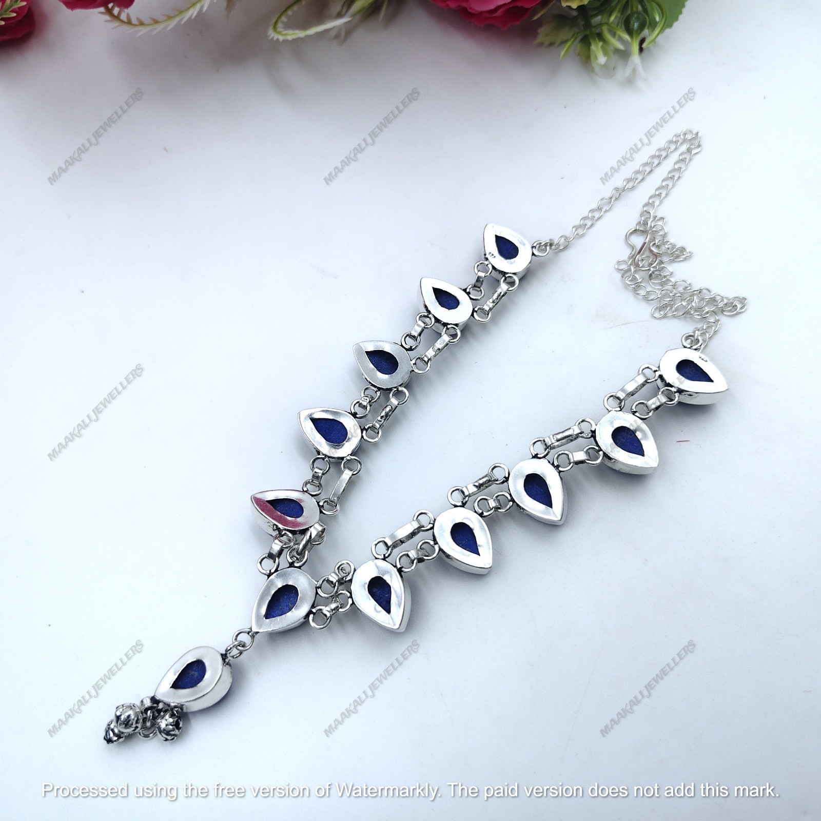 Lapis Lazuli Gemstone Handmade 925 Sterling Silver Jewelry Necklace Sz17-18″