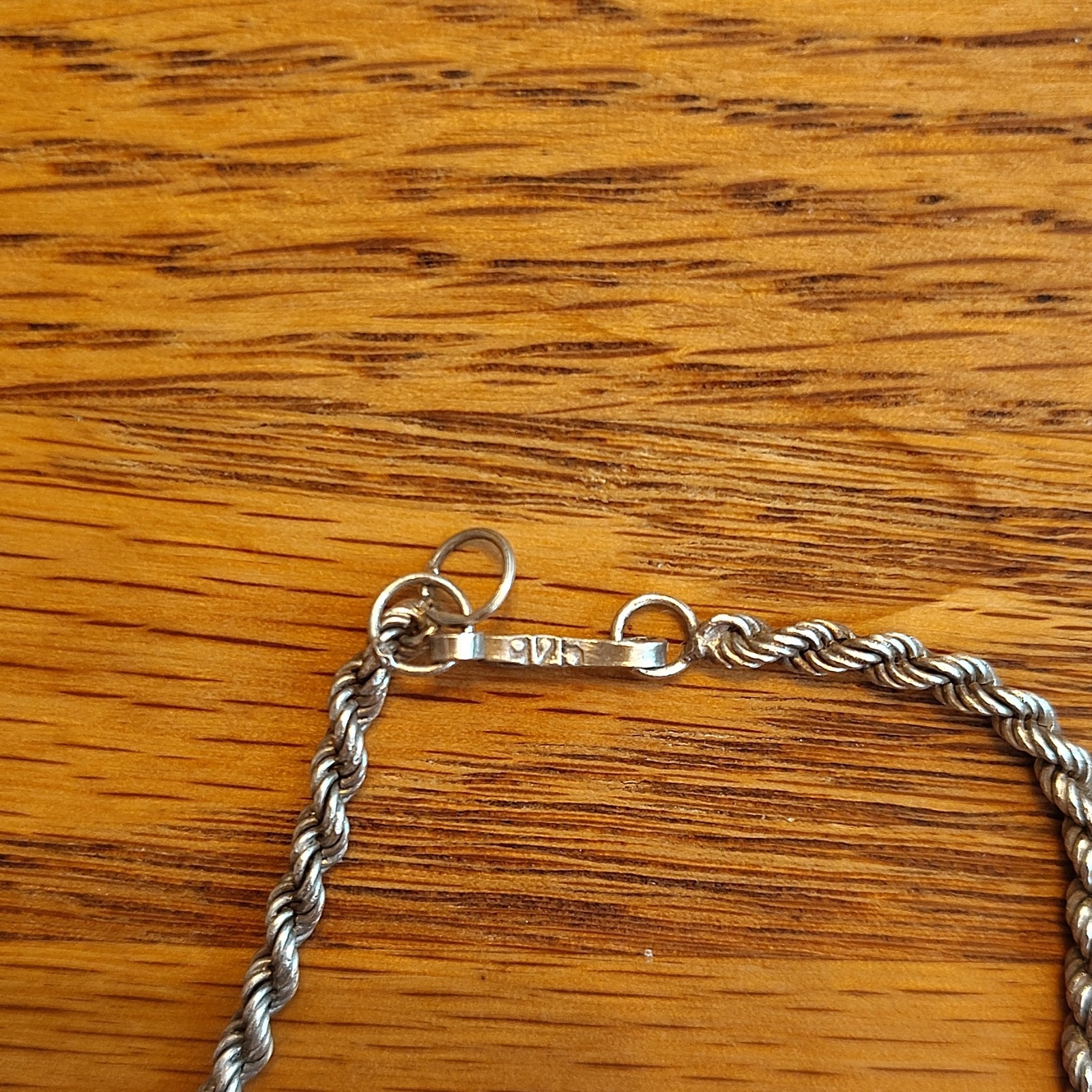 925 Sterling Silver Rope Chain Necklace Hook Closure . 21″. 2mm Width.