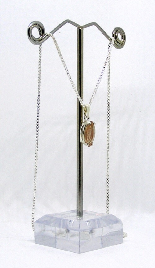 Faceted Marquise Oregon Sunstone Necklace Set in S/S, 1.75 Carats, 20″ Chain