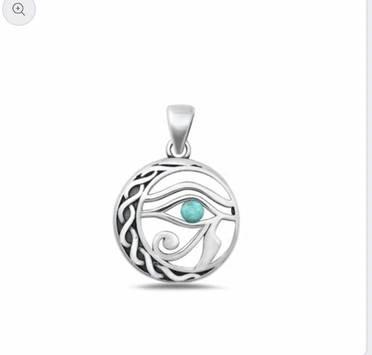 Sterling Silver Eye Of Horus Genuine Turquoise Pendant Necklace 18”Unique 🩵🌹