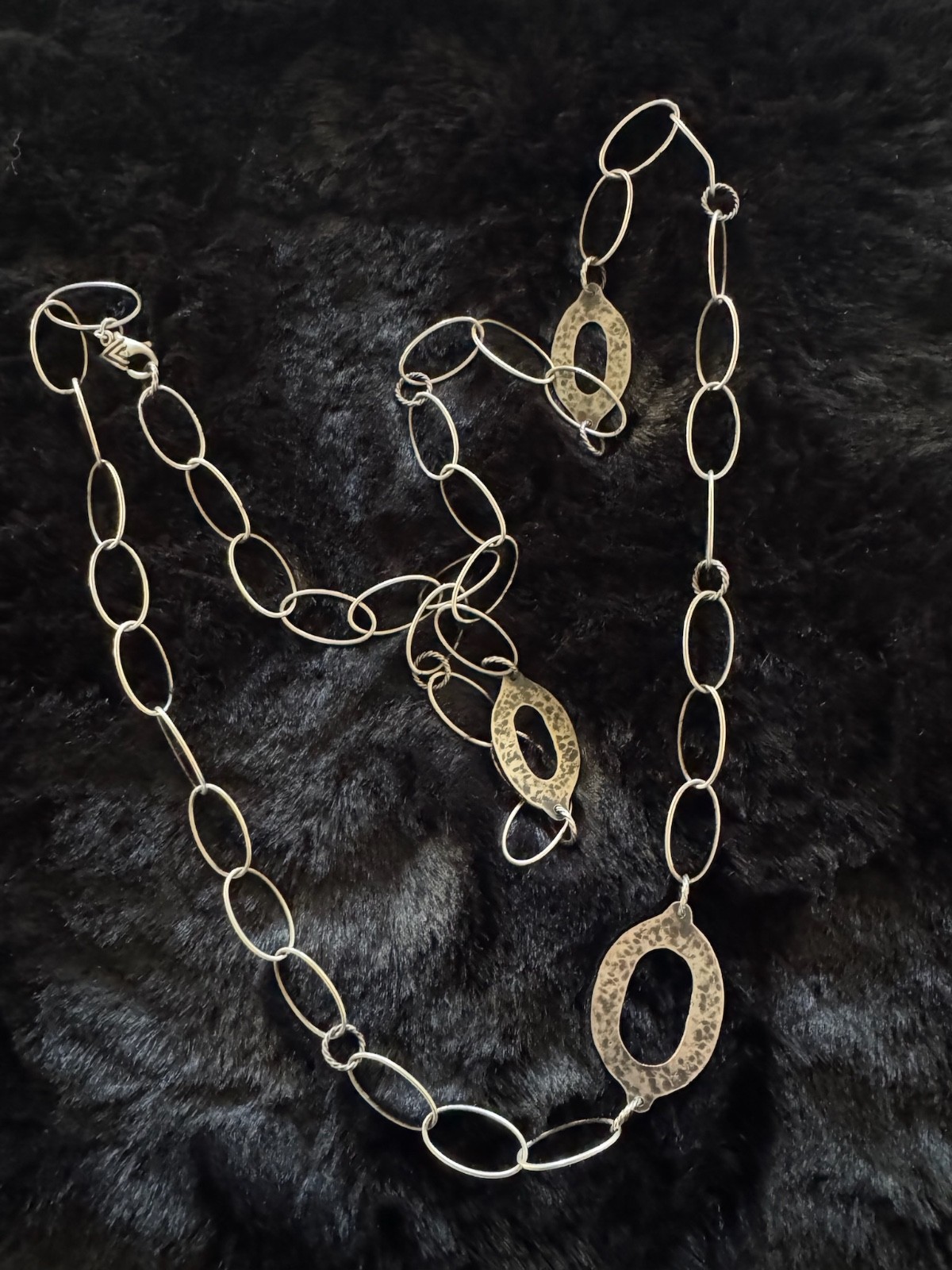 Silpada Sterling Silver .925 Oxidized Matte Hammered Oval Link Necklace 35” Ret