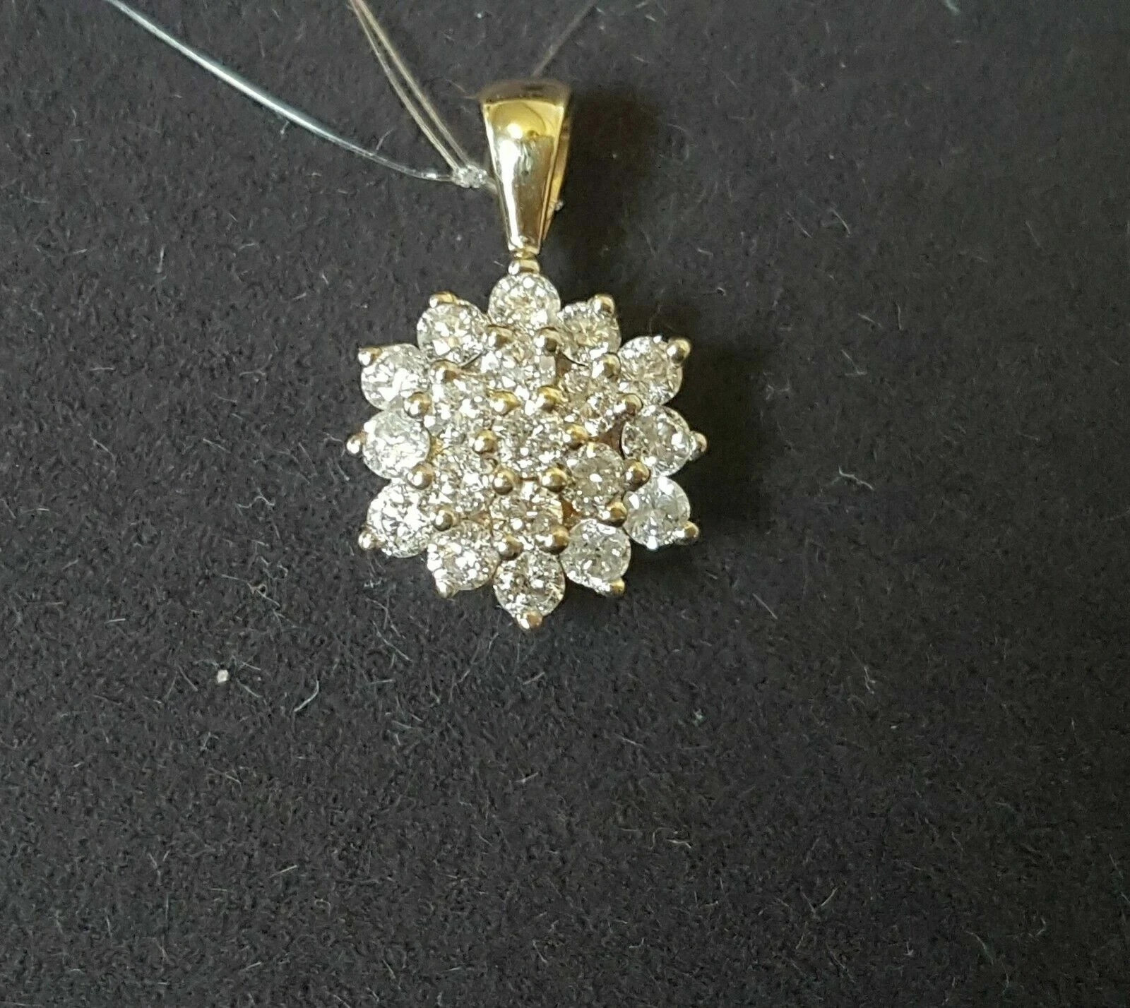0.5Ct Real Moissanite Cluster Pendant 18″Chain 14k Yellow Gold Plated