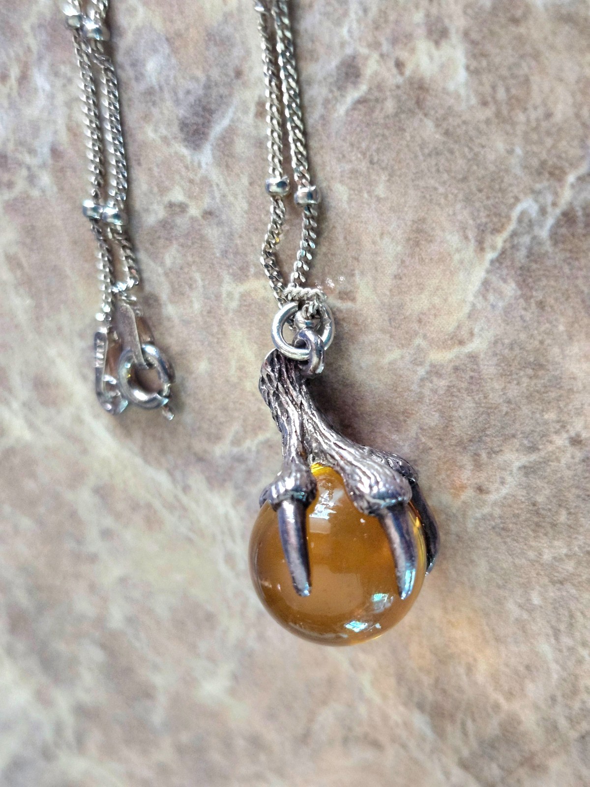 Sterling silver Eagle claws, ball necklace, sterling chain (Combine shipping)