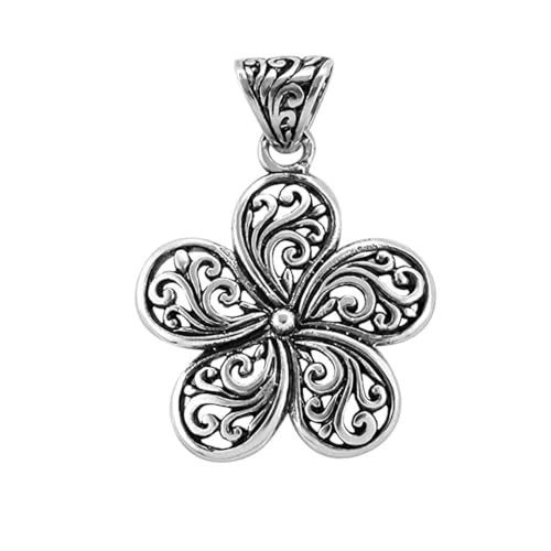 BALI LEGACY 925 Sterling Silver Swirl Flower Pendant Necklace 2.85 g Gifts
