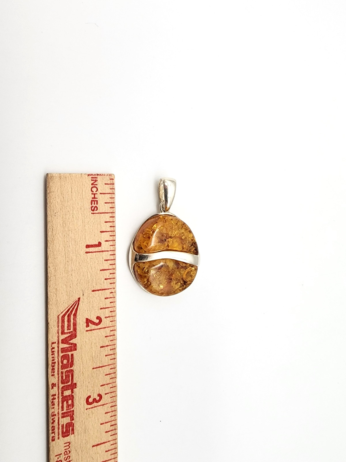STERLING SILVER 925 CONTEMPORARY NATURAL GOLDEN BALTIC AMBER NEW PENDANT 11.3 GR