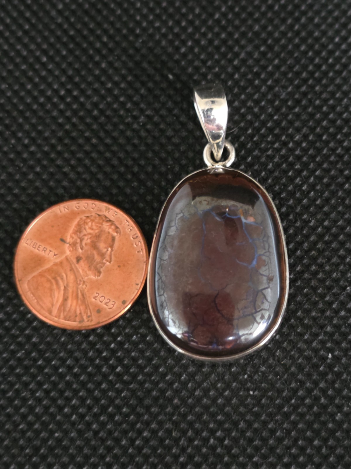 Natural Australian Boulder Opal Pendant 925 Sterling Silver 1.6″ Drop x 20 mm