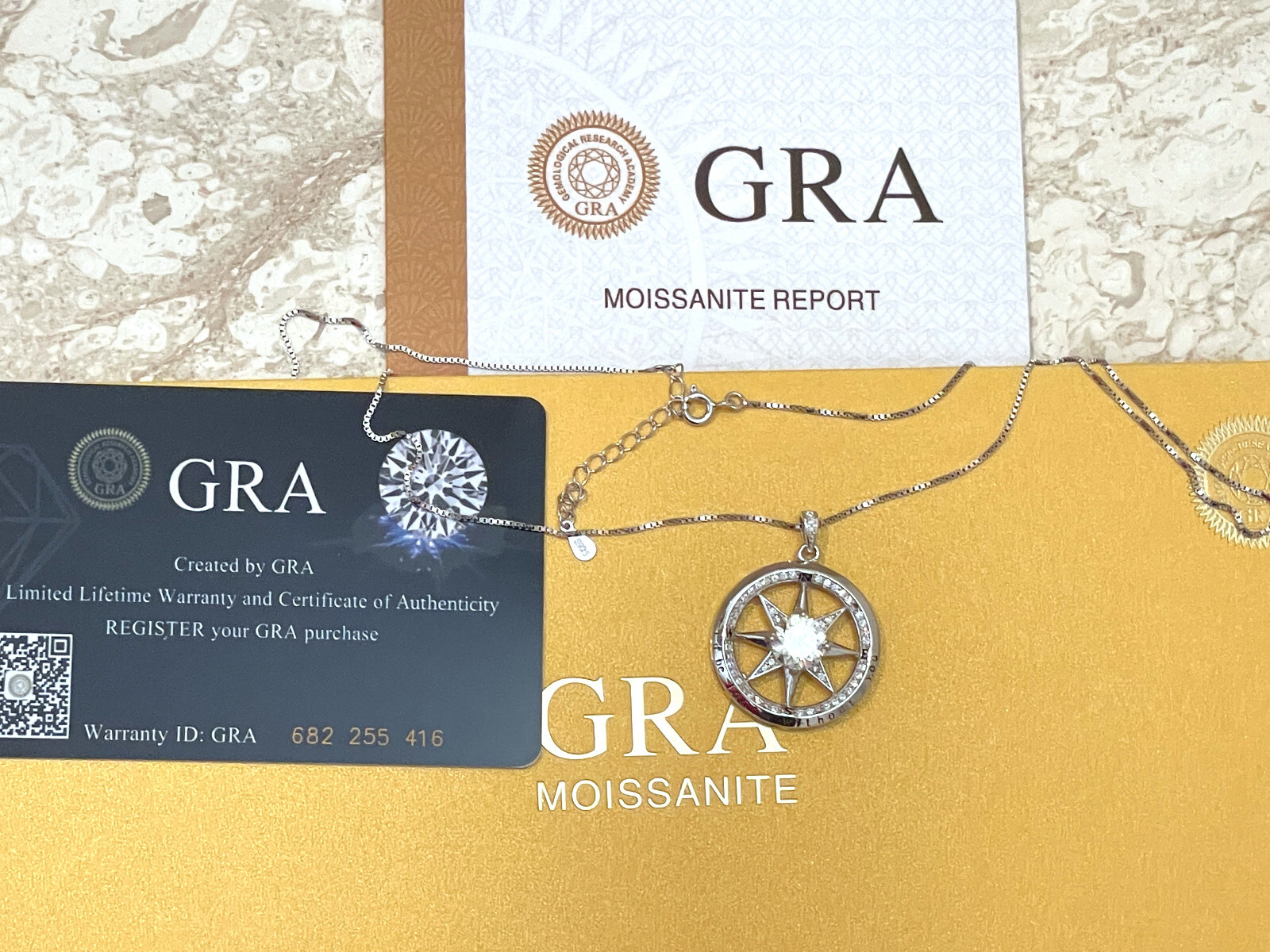 2 carat Diamond Solitaire Necklace 1.5ct Diamond Compass Pendant Birthday 3.5ctw